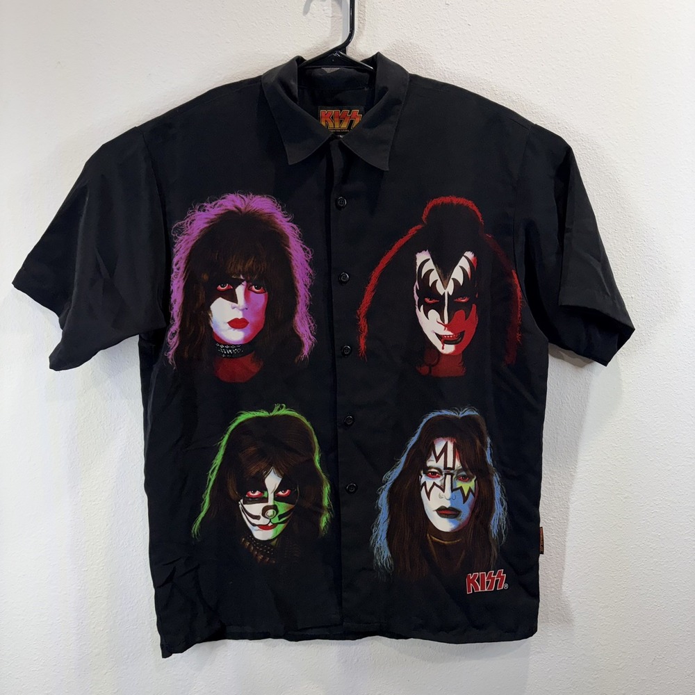 Vintage KISS Catalog 2001 Tour Faces Short Sleeves Shirt Large Rare